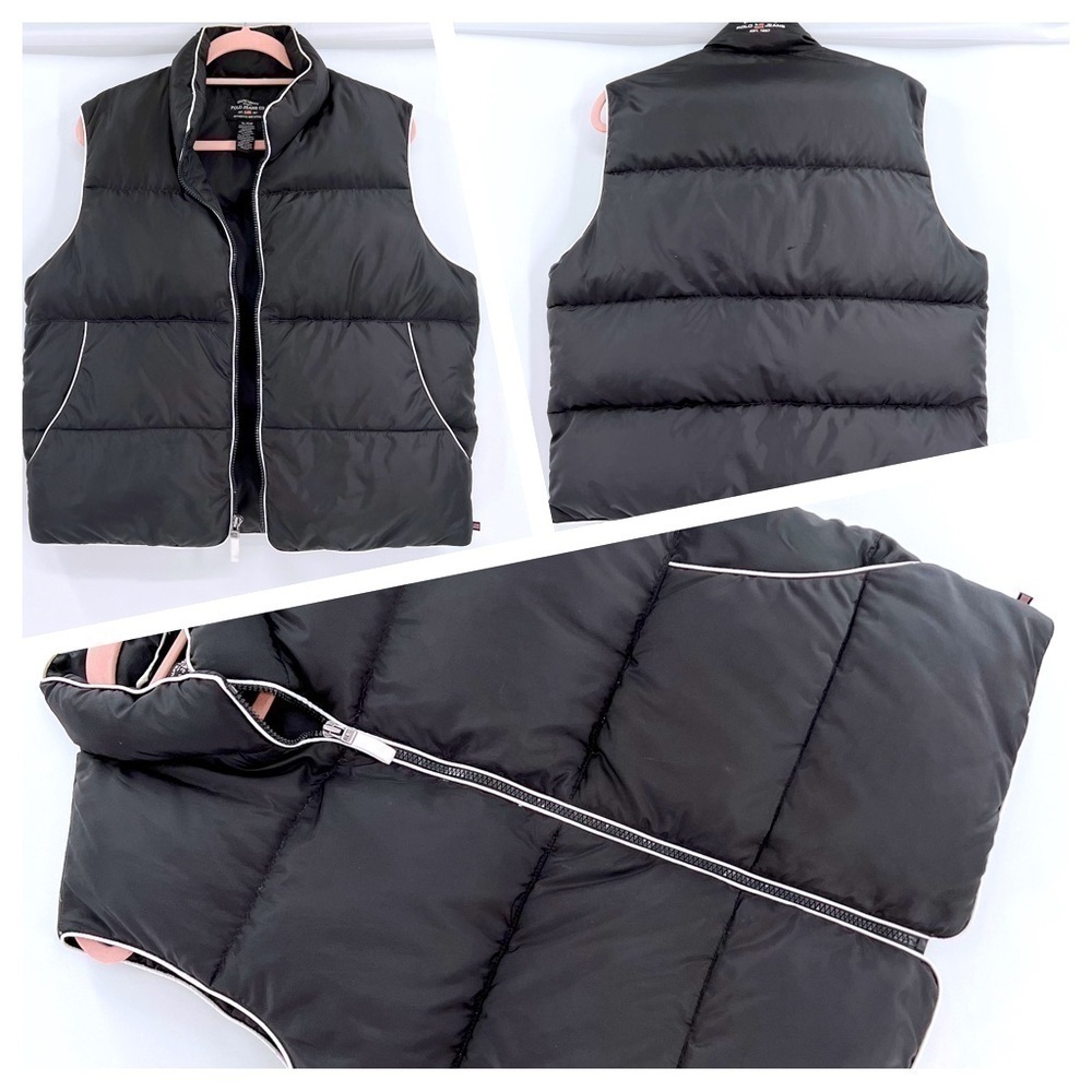 Ralph Lauren Polo Jeans Women XL Vest Down Waterfowl Feather Black Full-Zip